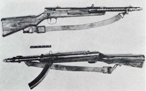 Photograph of Type 100 submachine guns